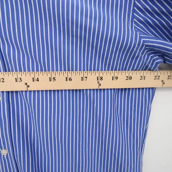 Polo Ralph Lauren Button Down Shirt Blue White Striped Long Sleeve Slim Fit 17 - Picture 5 of 10